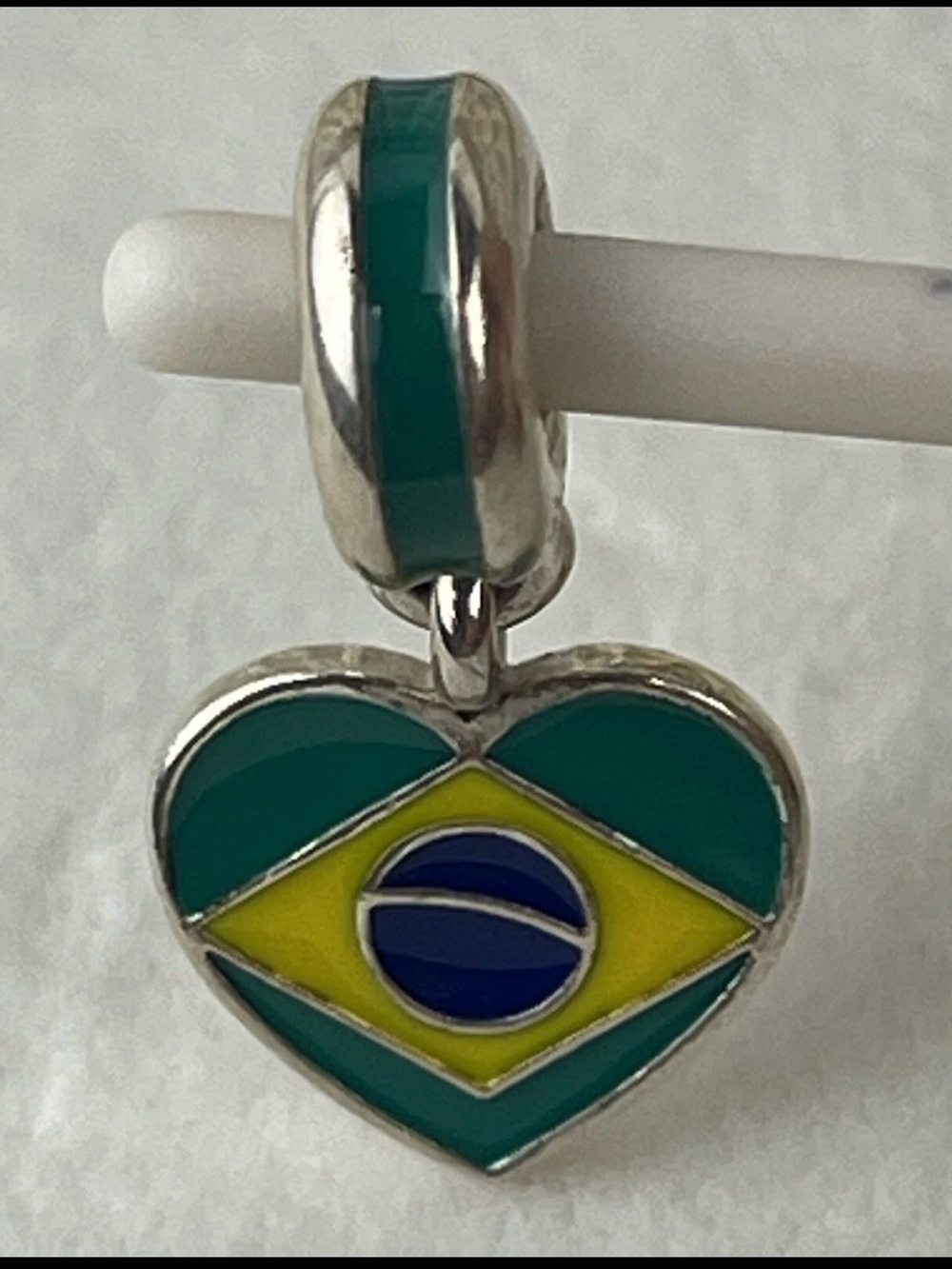 🇧🇷 PANDORA BRAZIL NATIONAL CHARM – STERLING SILVER & ENAMEL – RETIRED
